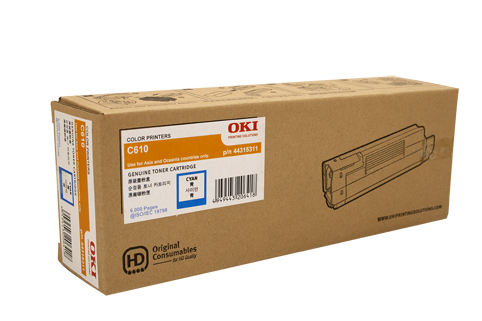 Oki C610 Cyan Toner Cartridge - 6000 pages