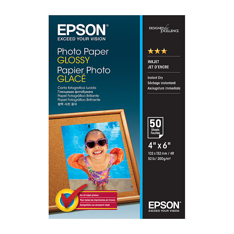 Epson S042547 Glossy Photo Paper 6" x 4" 50 Sheets