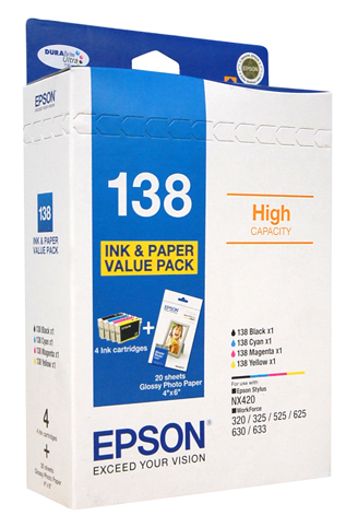 Epson 138 Bundle Pack - BCM & Y x 1 + 4x6 20 sheet