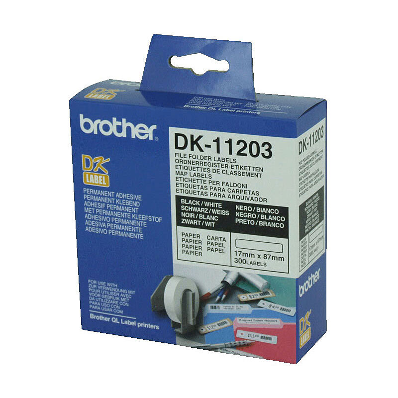 Brother DK11203 White Label - 17mm x 87mm - 300 per roll