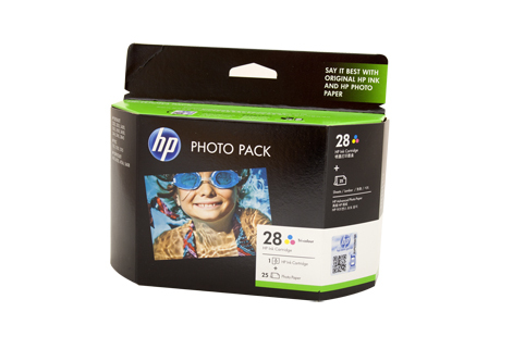 HP #28 Colour Ink Cartridge Value Pack inc 25 sheets glossy 6"x4" - 190 pages