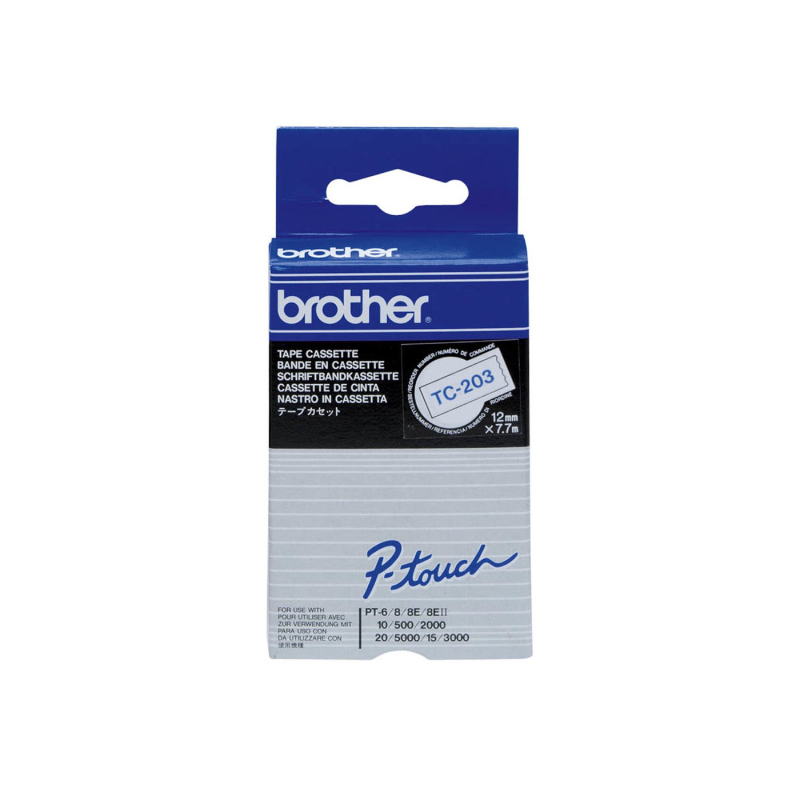Brother 12mm Blue on White Labelling Tape - 8 meters 