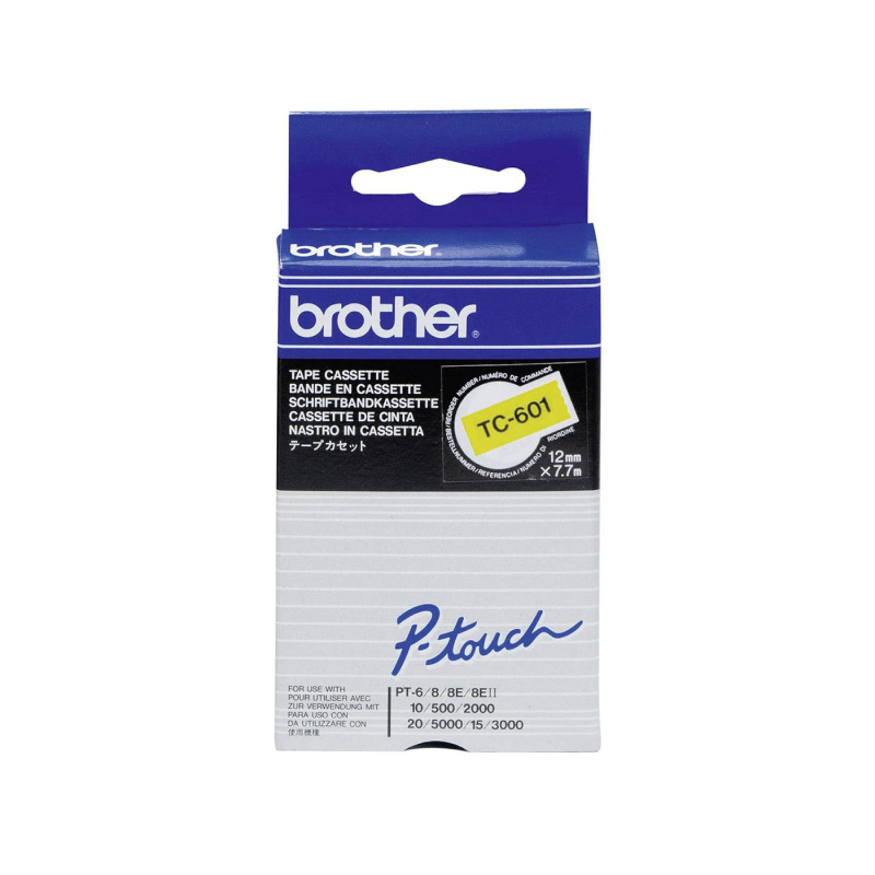 Brother 12mm Black on Yellow Labelling Tape - 8 meters