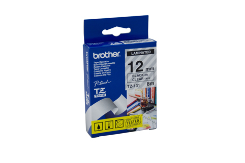 Brother 12mm Black on Clear Tape - 8 metres