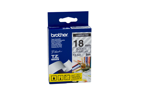 Brother 18mm Black Text On Clear Tape - 8 metres