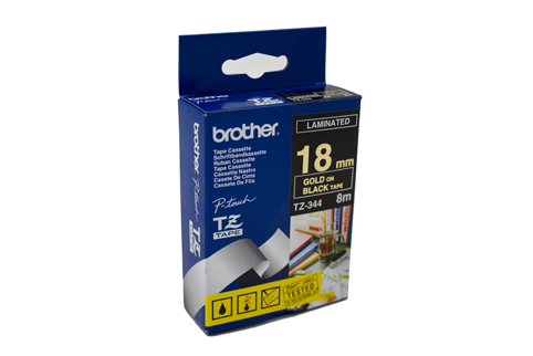 Brother 18mm Gold on Black Tape - 8 meters