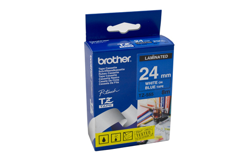 Brother 24mm White Text On Blue Tape - 8 metres