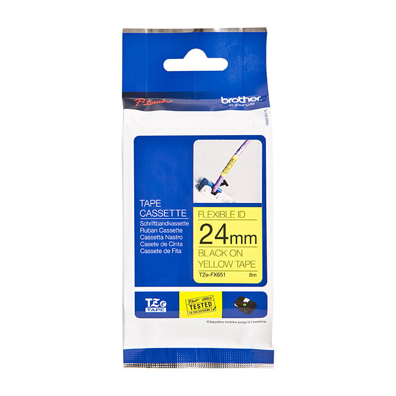 Brother 24mm Flexible Tape Black on Yellow - 8 meters