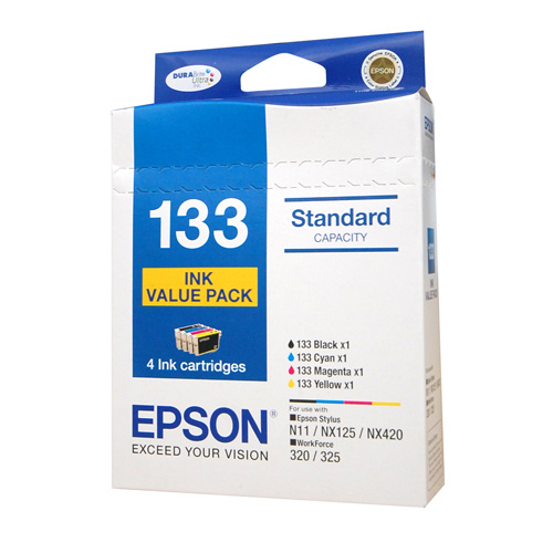 Epson #133   (133) Ink Value Pack contains BKCM & Y - Yields as above