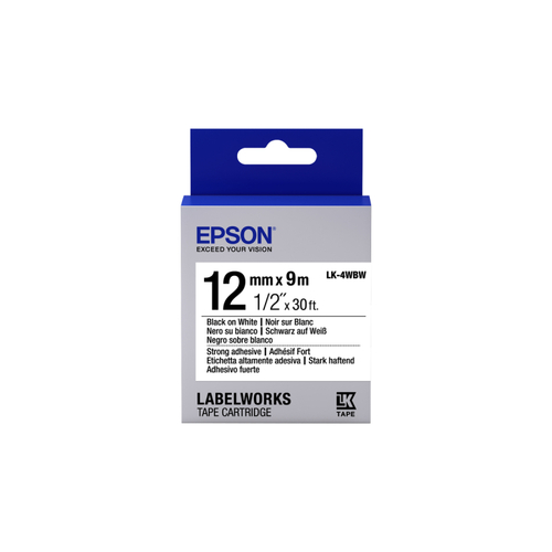Epson C53S625102 Label Tape 12mm Black on White - 9 meters