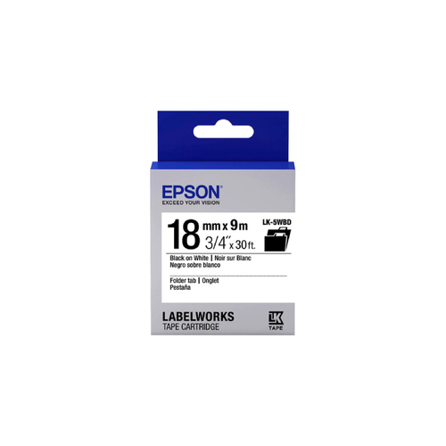 Epson C53S625100 Label Tape 18mm Black on White - 9 meters