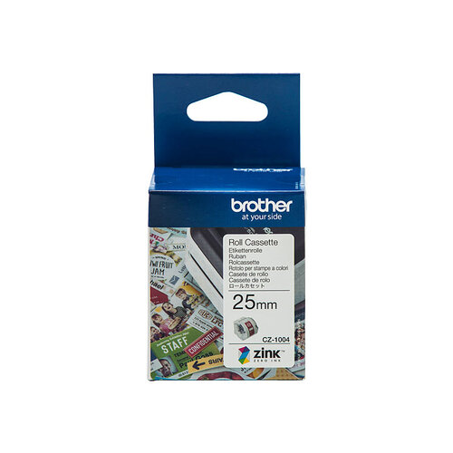 Brother CZ1004 White Label Roll Tape Cassette 25mm x 5m