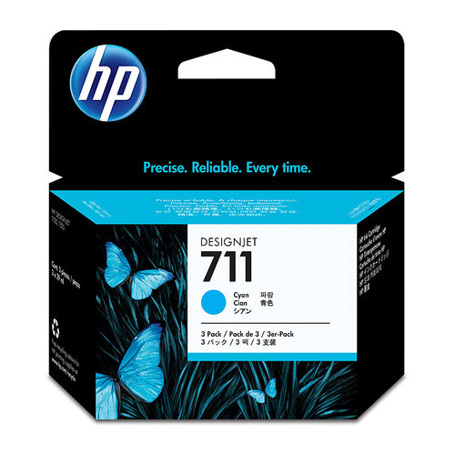 HP #711 29ml Cyan Ink Cartridge 3 Pk 