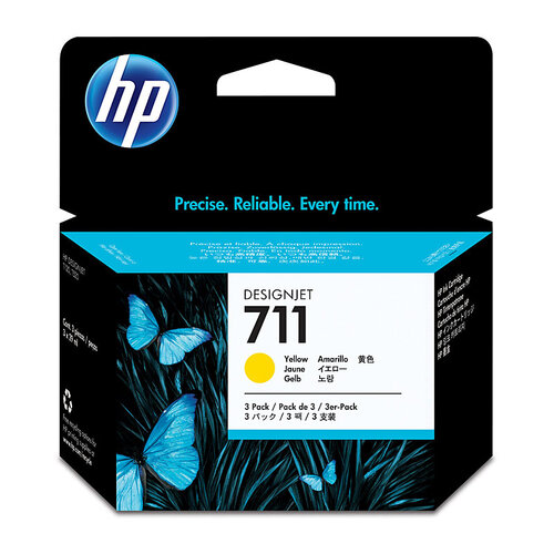 HP #711 29ml Yellow Ink Cartridge 3 Pk