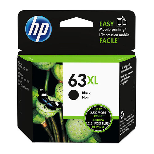 HP #63XL Black Ink - 480 pages