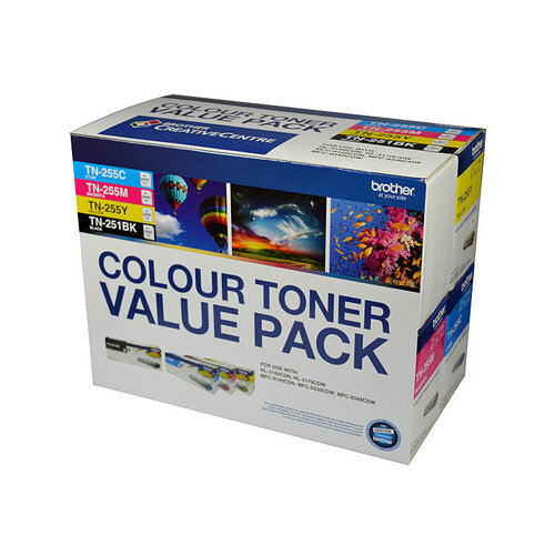 Brother TN-25x Colour Value 4 Pack - TN251B x 1 & TN255C/M/Y x 1