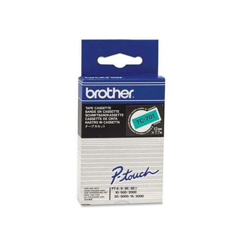 Brother 12mm Black on Green Labelling Tape - 8 meters