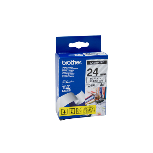 Brother 24mm Labelling Tape Black on Clear Tape - 8 meters