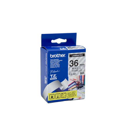 Brother 36mm Black on Clear Labelling Tape - 8 meters