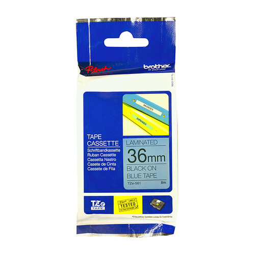 Brother 36mm Black on Blue Labelling Tape - 8 meters